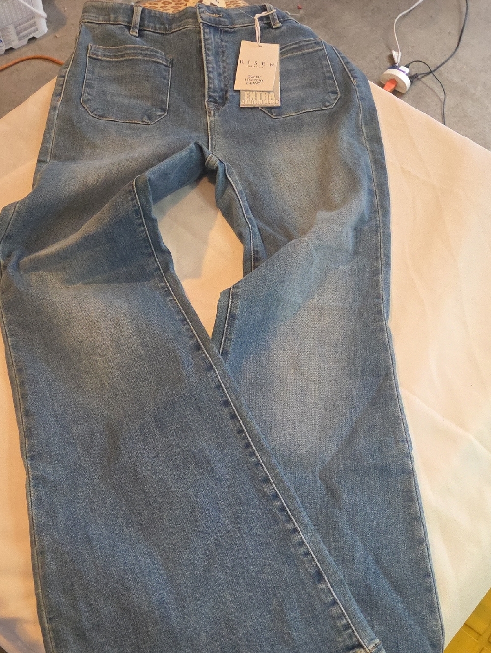 Risen Light Blue High-Rise Flare Jeans